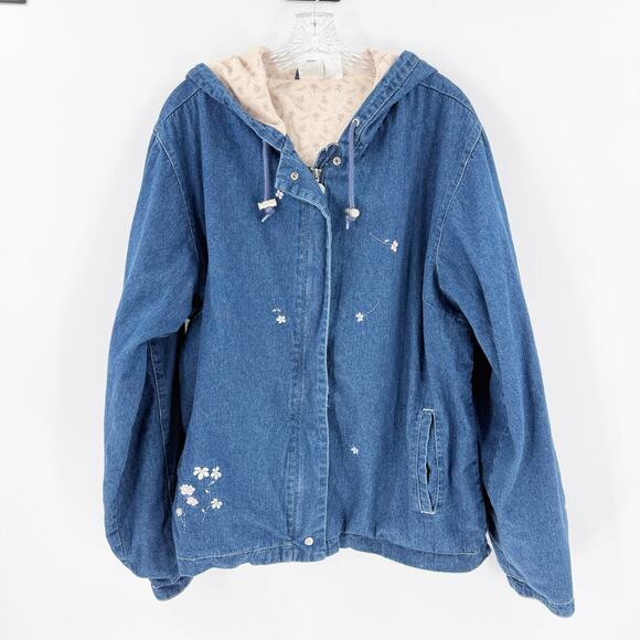 Vintage Disney Store Winnie the Pooh Denim Hooded Jacket XL Embroidered - Picture 2 of 10